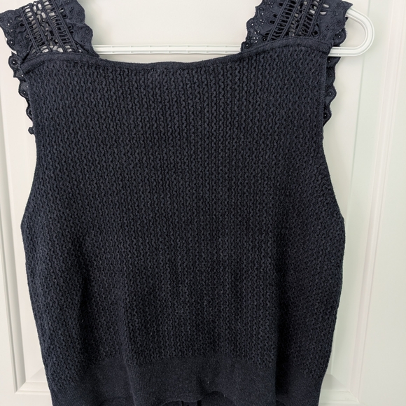 PILCRO Navy Blue Ruffled Button-Down Tank - Picture 5 of 6